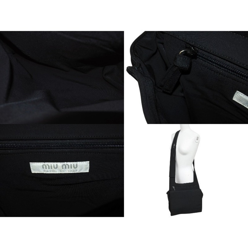 Miu Miu Black Shoulder Embossed Bag Logo Miu Lycra - Picture 9 of 9